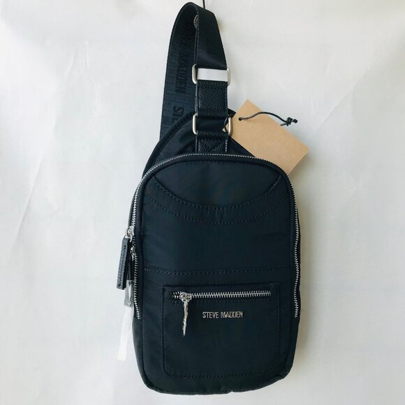 Steve Madden Bcat-n Black Nylon Backpack Bag 1 zip Outer Pocket 6.5"x … - Picture 1 of 8